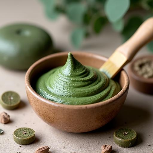 Máscara facial de argila verde.